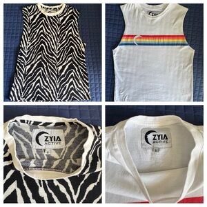 ZYIA Women’s Zebra Stripes and End of the Rainbow Tank Tops. Size Small.